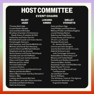 A poster with the words host committee and event chairs.