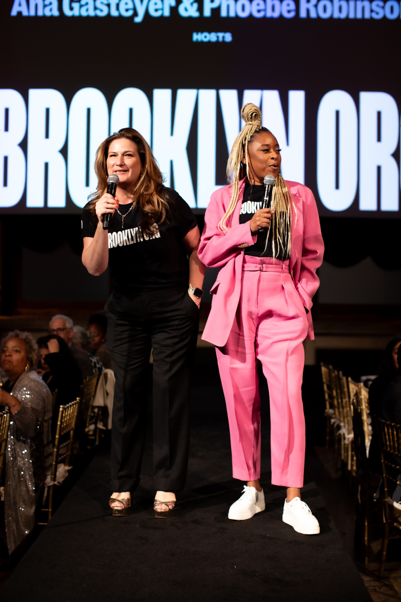 Two women on stage at the brooklyn or.