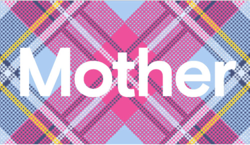 A plaid pattern with the word mother on it.
