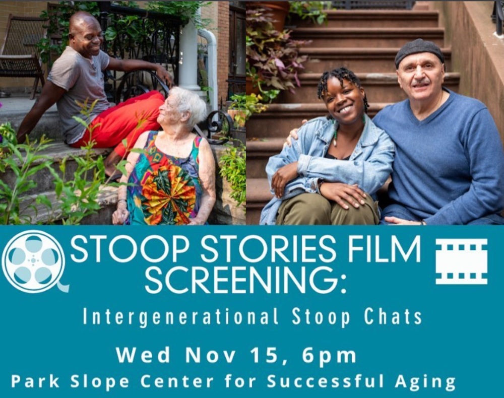 A poster for the stoop stories film screening.