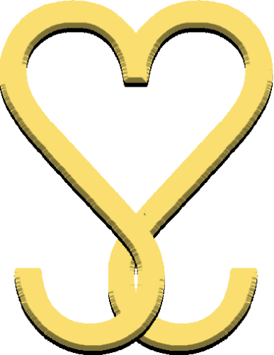 A yellow heart with a knot in the middle.