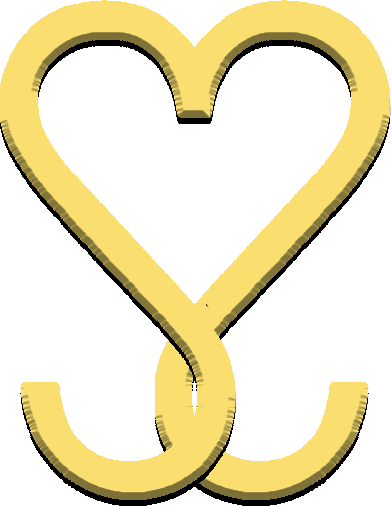 A yellow heart with a knot in the middle.