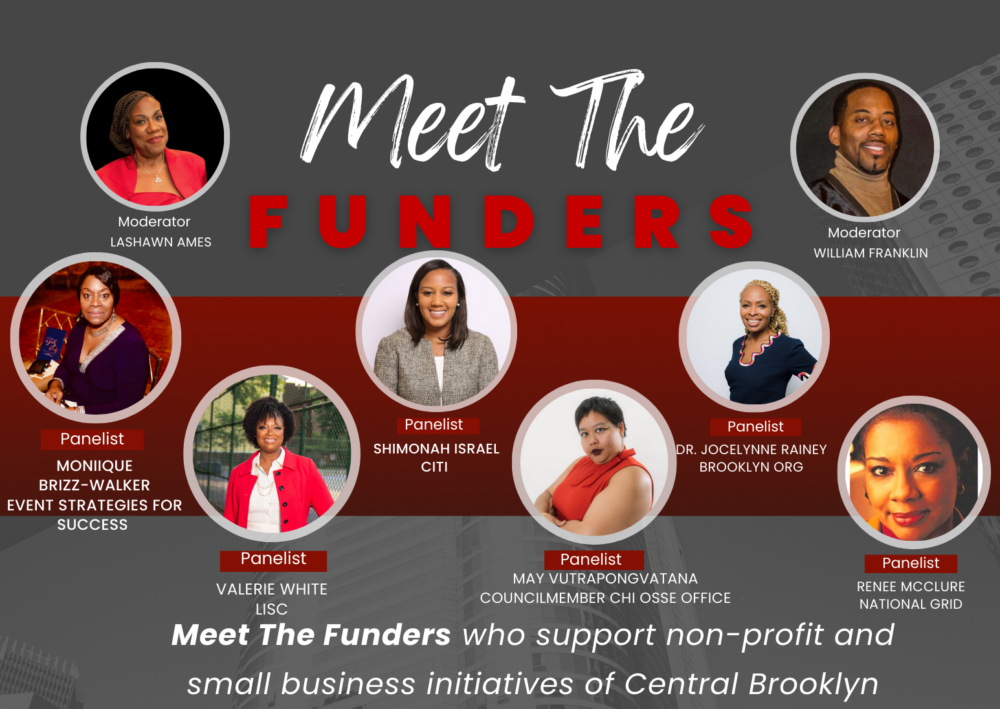 A flyer for a meet the funders event.