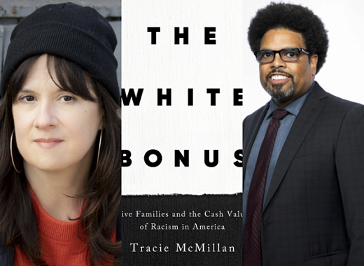 Two authors presenting their book "the white bonus.