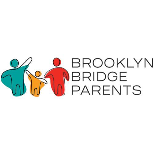 Logo of Brooklyn Bridge Parents featuring stylized figures of an adult and two children in teal, orange, and red, with the text "Brooklyn Bridge Parents.