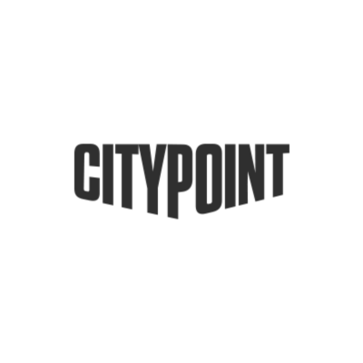 Logo of "CITYPOINT" in bold, black capital letters with a stylized, slightly distorted perspective.