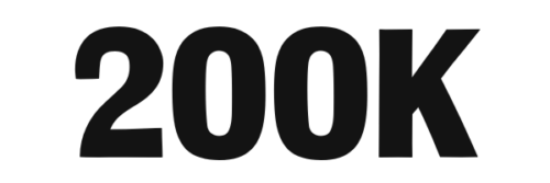 An image displaying the text "200K" in large, bold black font against a white background.