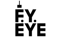 Black text logo with the acronym "F.Y. EYE" on a white background. The letters "F.Y." are stacked above the letters "EYE," and a small tower is depicted on top of the "F.