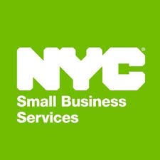 NYC Small Business Services logo on a green background. The text is in bold, white lettering.