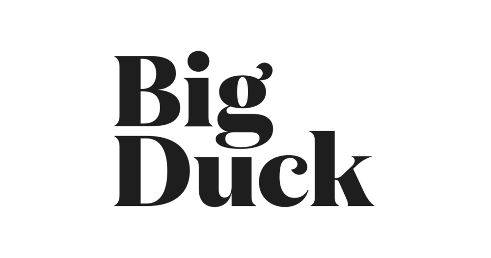 Bold black text on a white background reads "Big Duck" in a serif font.