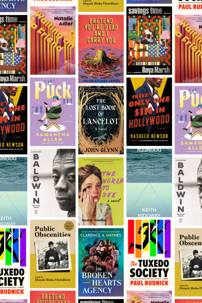 A collage of book covers arranged in a grid, featuring various titles, colors, and designs, each showing the book's title and author.