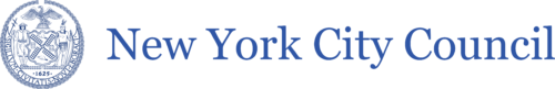 The New York City Council logo with a blue city seal on the left and "New York City Council" text on the right.