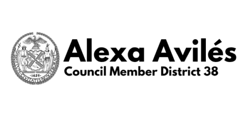 The image displays the New York City seal and the text “Alexa Avilés Council Member District 38” in bold black letters.
